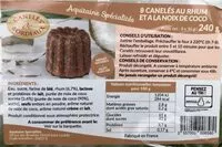 Mängden socker i 8 canelés au rhum et a la noix de coco