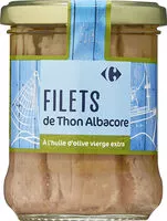 Mängden socker i FILETS DE THON Albacore À L'HUILE D'OLIVE VIERGE EXTRA