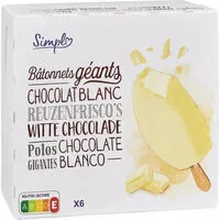 Mängden socker i Bâtonnets géants Chocolat blanc