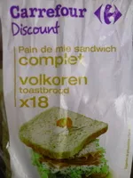 Mängden socker i Pain de mie Sandwich complet