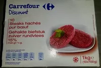 Mängden socker i Steak hachés pur boeuf 15% MG