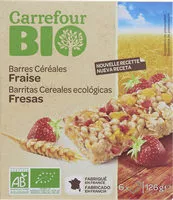 Mängden socker i Barres céréalières aux fraises lyophilisées BIO