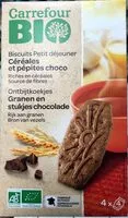 Mängden socker i Biscuits Petit déjeuner Céréales Pépites de Chocolat et Noisettes