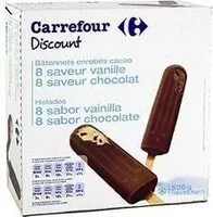 Mängden socker i Batonnets enrobes cacao saveur vanille et saveur chocolat