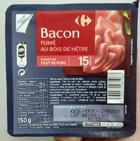 Mängden socker i Bacon fumé au bois de hêtre