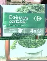 Mängden socker i Espinacas cortadas en porciones
