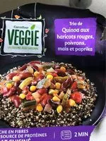 Mängden socker i Quinoa, haricots rouges, poivrons, maïs