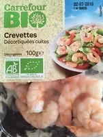 Mängden socker i Crevettes décortiquées cuites bio
