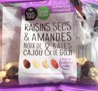 Mängden socker i Raisins secs et amandes
