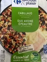 Mängden socker i Cabillaud sauce citron duo avoine épeautre et légumes