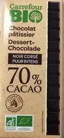 Mängden socker i Chocolat pâtissier 70% cacao