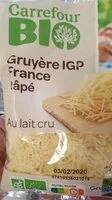 Mängden socker i Gruyère IGP France râpé