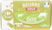 Mängden socker i Beurre doux 60% mg