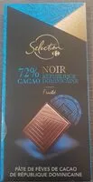 Mängden socker i Chocolat noir 72% cacao