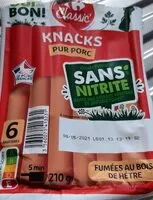 Mängden socker i Knacks pur porc sans nitrite