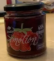 Mängden socker i Emotion - Confiture extra de fruits rouges allégée en sucres.
