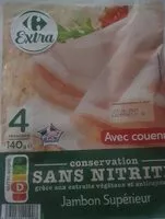 Mängden socker i Jambon avec couenne conservation sans nitrite grâce aux extraits végétaux et antioxydants