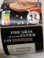 Mängden socker i FOIE GRAS de canard ENTIER
