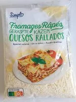 Mängden socker i Fromages râpé