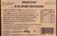 Mängden socker i Cannelloni a la daube provencale