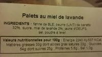 Mängden socker i Palets au miel de lavande