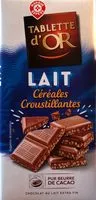 Mängden socker i Tablette d’Or Lait Céréales croustillantes