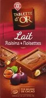 Mängden socker i Chocolat Lait Raisins et Noisettes