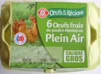 Mängden socker i 6 Œufs frais de poules élevées en Plein Air (Calibre Gros)