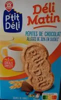 Mängden socker i Déli Matin Pépites de chocolat allégés de 30% en sucres