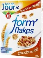 Mängden socker i Formes flakes pétales de riz et de blé complet aux copeaux de chocolat au lait