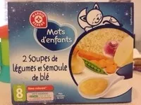 Mängden socker i 2 Soupes de légumes et semoule de blé