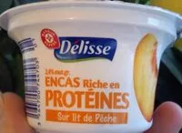 Mängden socker i Encas riche en protéines sur lit de pêche