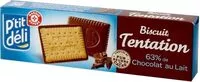 Mängden socker i Biscuit tentation petit beurre napé de 63% de chocolat au lait