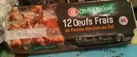 Mängden socker i Oeufs frais de poules élevées au sol x 12