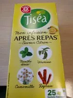 Mängden socker i Infusion après repas saveur citron x 25 sachets