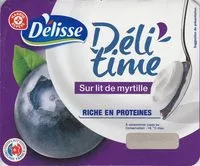 Mängden socker i Encas riche en protéines sur lit de myrtille
