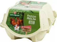 Mängden socker i Oeufs frais de poules élevées en plein air source d'oméga 3 x 4