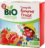 Mängden socker i Compote de fraise allégée en sucre gourde bio 4 x 90 g