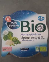 Mängden socker i Assiette bio Mots d'Enfants Légumes verts/riz 12 mois