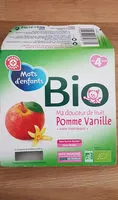 Mängden socker i Purée fruits bio Mots d'Enfants Pomme vanille 4 mois