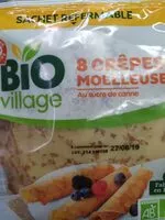 Mängden socker i 8 crêpes moelleuses bio village