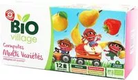 Mängden socker i Bio village - Compotes multi variétés allégées en sucres bio