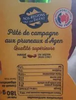 Mängden socker i Pâté de campagne aux pruneaux d'agen