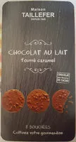 Mängden socker i Maison Taillefer Chocolat Au Lait Pur Beurre De Cacao Fourrage Au Caramel Au Beurre Salé 75G - Lot X6
