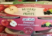 Mängden socker i Dessert de fruits Pomme Framboise/Cassis