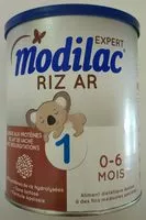 Mängden socker i Modilac Expert Riz Ar 1 De 0 À 6 Mois