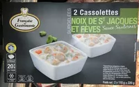 Mängden socker i 2 cassolettes surgelées Noix de St Jacques et Fèves sauce Sauternes