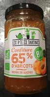 Mängden socker i Les P'tites Tartines, confiture 65% d'abricots