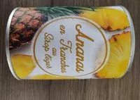 Mängden socker i Ananas en tranches au sirop léger