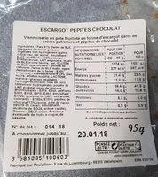 Mängden socker i Escargot pépites chocolats